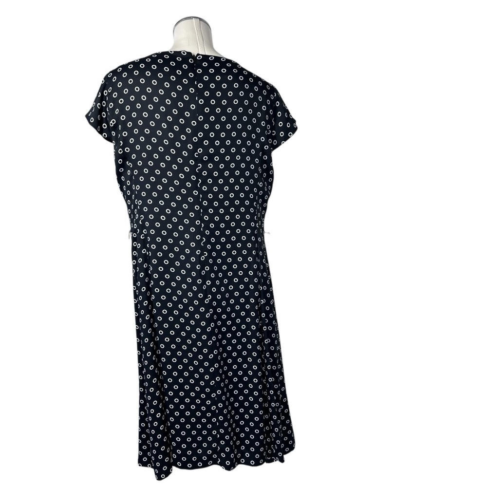 JONES NEW YORK Black White Polka Dot Short Sleeve Dress Women's Size 14W - Picture 3 of 16